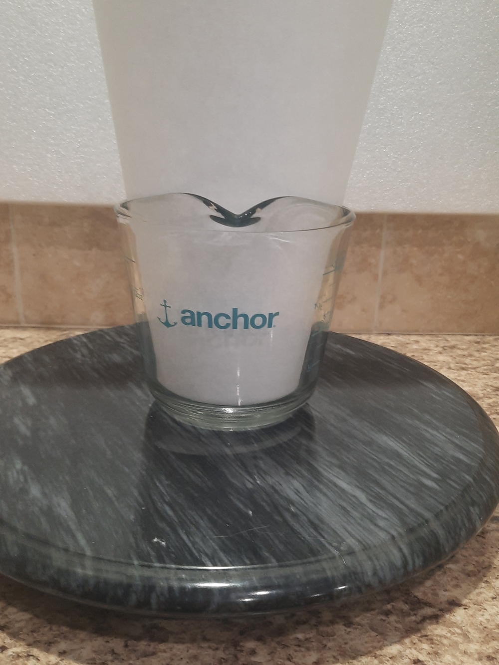 Anchor Glass Measuring Cup with Teal Logo